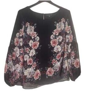 Zac & Rachel Black Floral Blouse